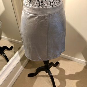BNWT Highline Collective High Waisted Zip Up Skirt in Silver Metallic So…
